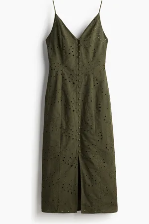 H&M Kjole i broderie anglaise med knapper foran