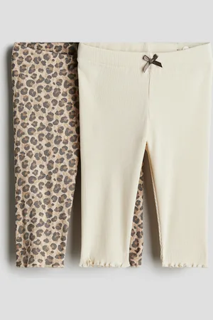 H&M 2-pak leggings i ribbet bomuld