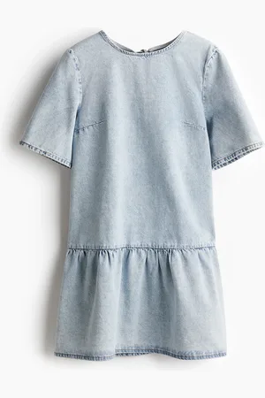 H&M Kjole i denim med bindebånd
