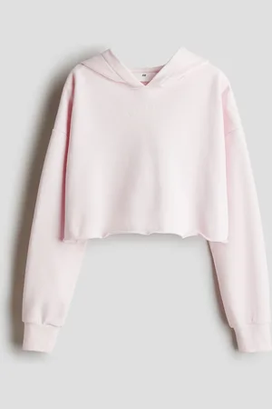 H&M Cropped hoodie med tryk