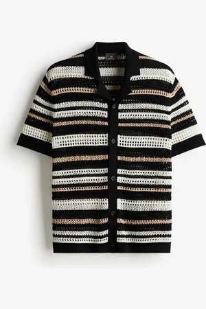 H&M Kortærmet skjorte med hæklet look Regular Fit