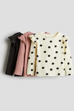 H&M 3-pak toppe i jersey med flæsekant