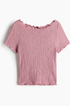 H&M Crinkled top med overlockkanter