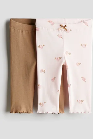 H&M 2-pak leggings i ribbet bomuld