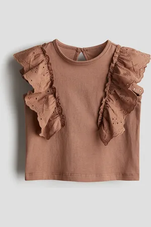 H&M Top i bomuld med flæsekant