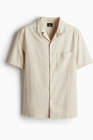 H&M Kortærmet skjorte i hørblanding Regular Fit