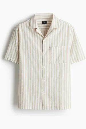 H&M Kortærmet skjorte i hørblanding Regular Fit