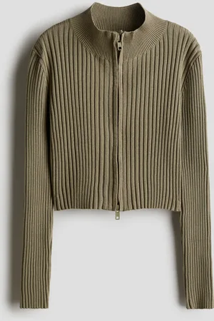H&M Ribstrikket cardigan med lynlås