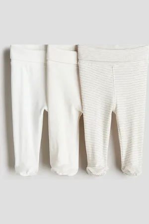 H&M 3-pak leggings med foldbar ribkant