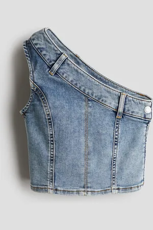 H&M One shoulder-top i denim