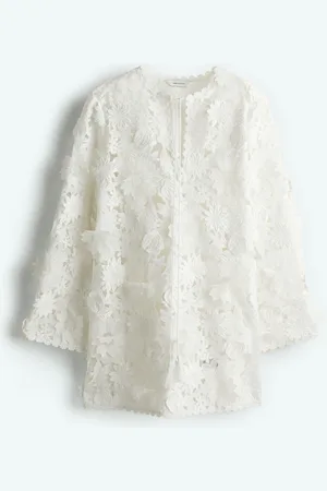 H&M Kjole i blonde med blomsterapplikationer