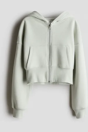 H&M Cropped hættetrøje med lynlås