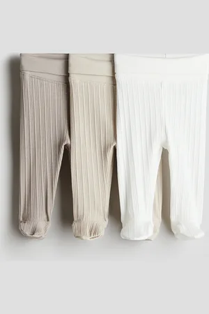 H&M 3-pak leggings med foldbar ribkant