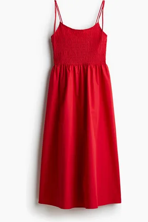 H&M Smocksyet kjole med bindestropper