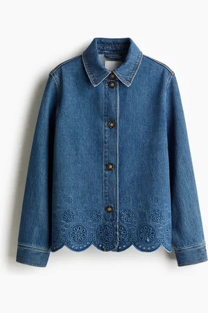 H&M Jakke i denim med broderie anglaise