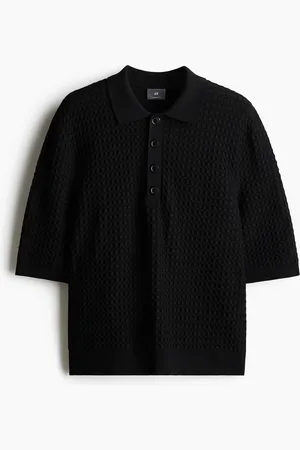 H&M Regular Fit Waffle-knit polo shirt