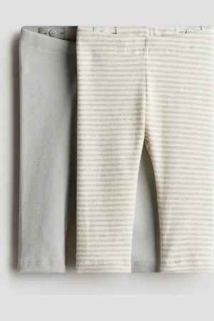 H&M 2-pak leggings i ribbet bomuld