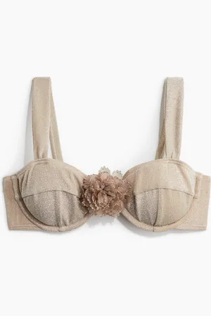 H&M Bikini Top With Flower Trim