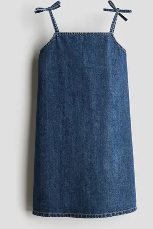 H&M Kjole i denim med bindebånd