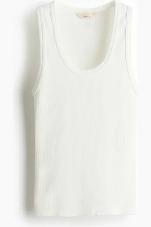 H&M Ribbet tanktop i pimabomuld