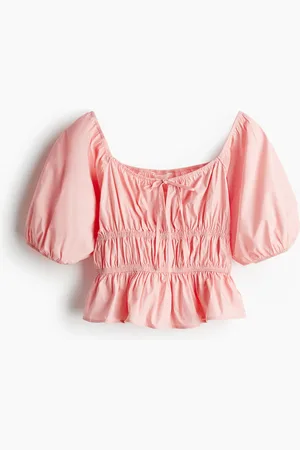 H&M Bluse i poplin med pufærmer