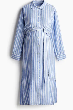 H&M MAMA Skjortekjole i hørblanding