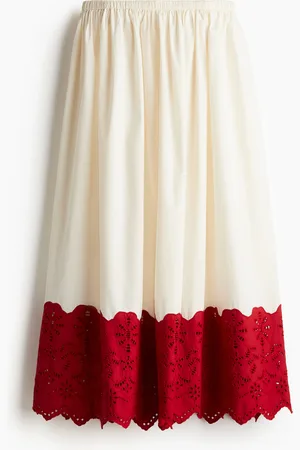 H&M Nederdel i poplin med broderie anglaise