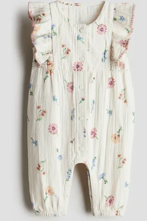 H&M Heldragt i musselin med flæser - Beige