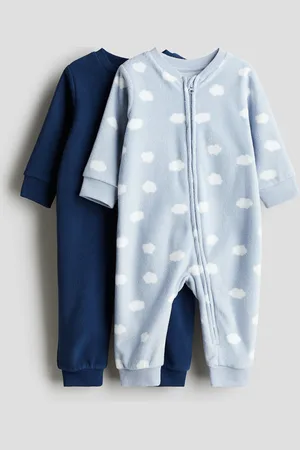 H&M 2-pak natdragt i fleece med lynlås - Blå