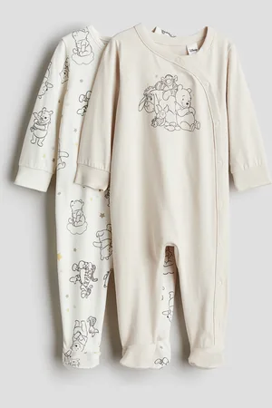 H&M 2-pak natdragt med fødder - Beige