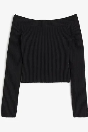 H&M Ribstrikket off shoulder-trøje