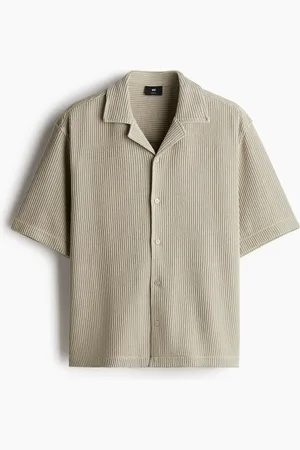 H&M Ribbet skjorte med korte ærmer Loose Fit