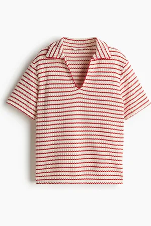 H&M Strukturstrikket top med krave
