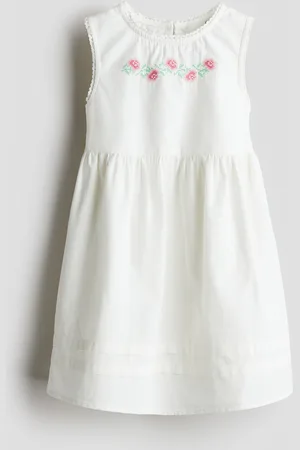 H&M Kjole i poplin med broderet motiv