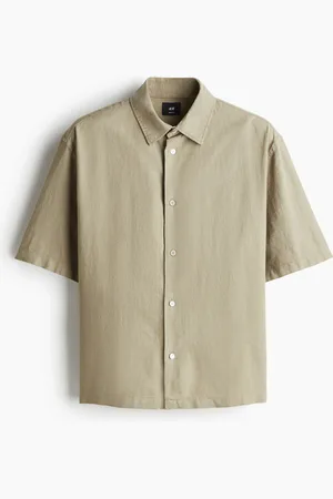 H&M Kortærmet skjorte i hørblanding Loose Fit