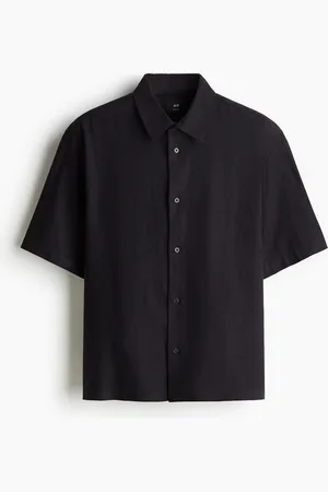 H&M Kortærmet skjorte i hørblanding Loose Fit