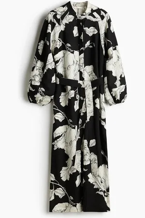 H&M Kjole i hørblanding med bindebælte