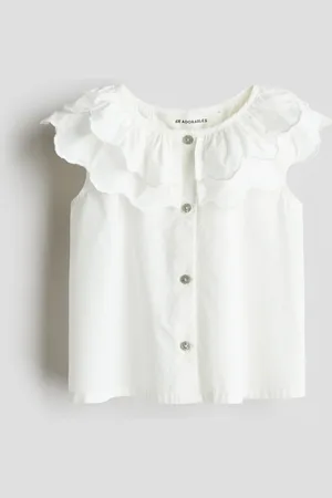 H&M Bluse i bomuld med krave i etager