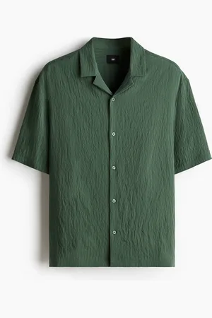 H&M Crinkled skjorte med korte ærmer Loose Fit
