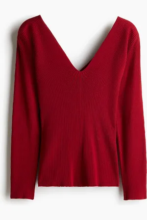 H&M Ribstrikket top med V-udskæring