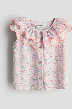 H&M Bluse i bomuld med krave i etager