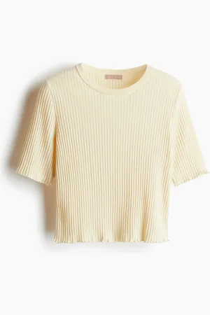 H&M Ribstrikket T-shirt i hørblanding