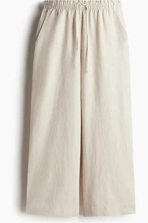 H&M Cropped bukser i hørblanding