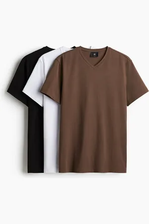 H&M 3-pak T-shirt Slim Fit med V-udskæring