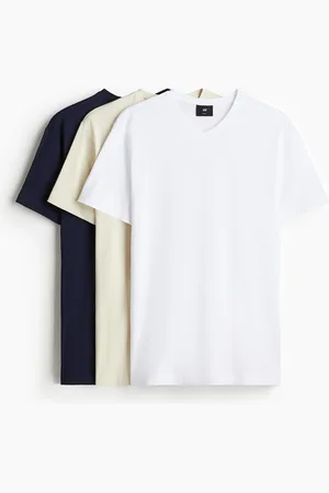 H&M 3-pak T-shirt Slim Fit med V-udskæring