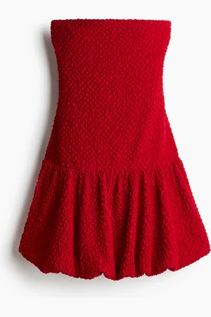 H&M Bandeaukjole med ballonkant forneden