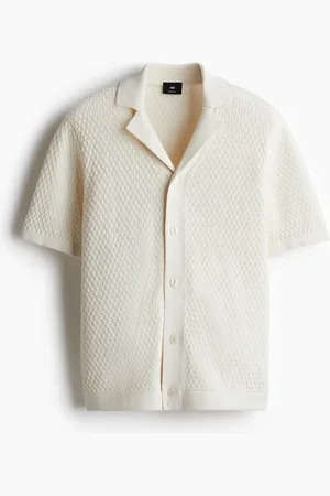 H&M Strukturstrikket kortærmet skjorte Regular Fit