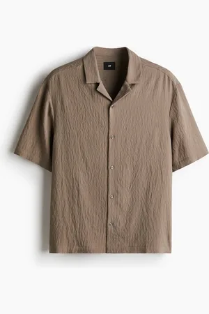 H&M Crinkled skjorte med korte ærmer Loose Fit