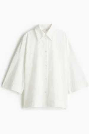 H&M Oversized skjorte med frynser