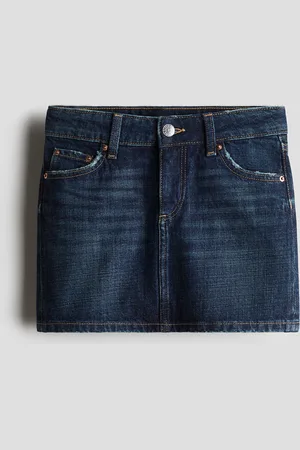 H&M Nederdel i denim med sliddetaljer